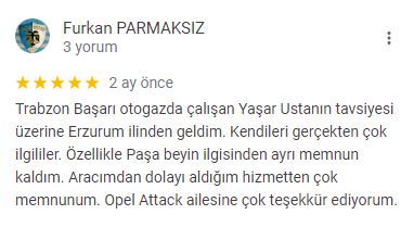 Trabzon Opel Attack Müşteri Yorumları